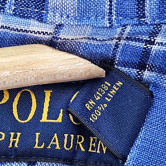 Polo Ralph Lauren 100% Linen Shirt Button-Down Men's Size S Blue Long Sleeve - Picture 7 of 10
